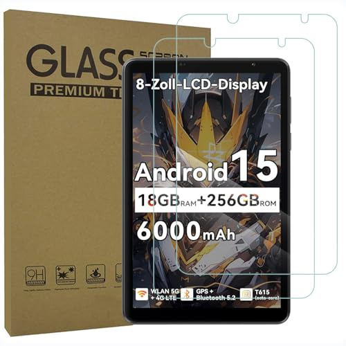 AKNICI Pellicola Protettiva per Blackview ZENO 1 8 pollici Tablet, Vetro Temperato Film per Blackview ZENO 1 8 Pollici Tablet, Ultra Trasparente/Anti-graffio/Durezza 9H, Pacco da 2