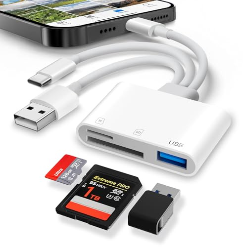 Dalimee SD Kartenleser USB C/USB A/Lightning, SD Kartenleser für iPhone mit SD, Micro SD/TF und USB Anschluss, Plug-and-Play, Kartenlesegerät für iPhone, iPad, MacBook, PC und Android Geräte usw