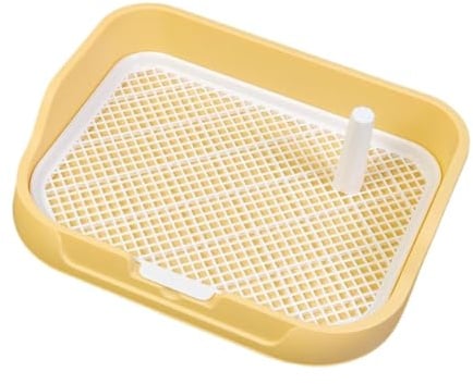 lmoikesz Welpen Trainingstoilette für drinnen mit abnehmbarem Pfosten und robustem Netzgewebe für effizientes Hundetraining – die perfekte Hundetoilette für drinnen, Gelb, 49 x 39 x 10 cm