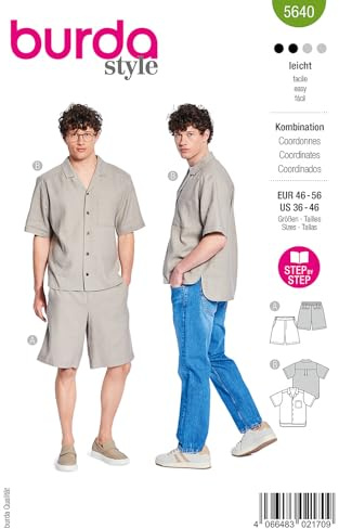 burda style Papier-Schnittmuster Herren Set Hemd & Shorts #5640 Gr. 46-56 Nählevel: leicht