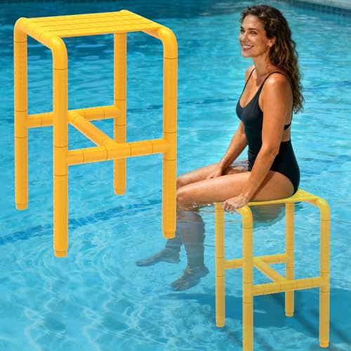 24 Zoll Unterwasser-Pool-Hocker für Sitzgelegenheiten und Entspannung im Pool, robuster eingetauchter Poolstuhl für den Pool, ideal zum Entspannen im Pool, Poolbar, Pool-Seitenstuhl mit Fußstütze für