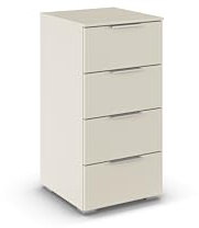 Rauch Möbel Alabama, Kommode, Farbe Beige, Maße 40x81x42 cm | Sideboard, 4 Schubladen, Soft-Close-Funktion, Griff Alufarben, für Schlafzimmer, Kinderzimmer, Garderobe, Flur