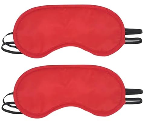 CMJ™ 2 x Red Eye Mask Travel Sleep Masks Eyemask Blindfold with Nose Pad (Two Eye Masks)