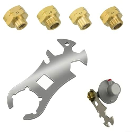 Lapiglo 5PCS Gas Bottle Adapter Kit including 4 Adapters and 1 Key, for Stainless Steel and Copper Camping, for Caravan and for Marine Gas Cylinders