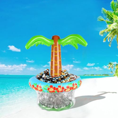 Tbest Palmier Gonflable pour Refroidisseur de Bière pour Fête à la Piscine ou à la Plage – Seau à Glace Portable avec Gonflage Rapide, PVC, Taille Moyenne pour Décoration Luau d'été (Green)