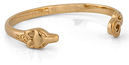 Akitsune Ferus Armreif | Armschmuck Frauen Herren Edelstahl Armband Cuff Bracelet Fuchs Minimalistisch Gold 65mm