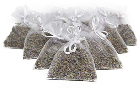 Bio Lavande de France, 10 Sacs en Organza avec 5 grammes de Bio Lavande (Blanc)