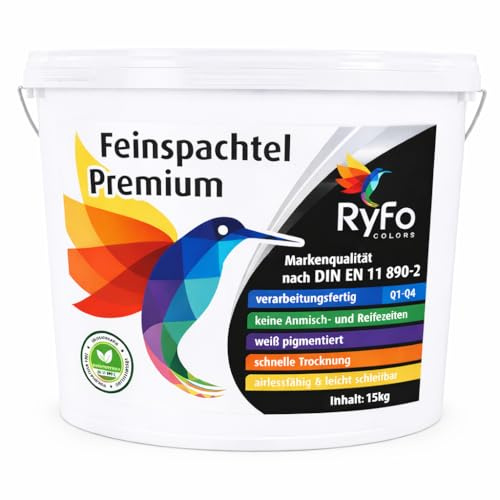 RyFo Colors Feinspachtel Premium 15kg (Größe wählbar) - Allzweckspachtelmasse Instant Spachtel Füllspachtel weiß Super-Finish