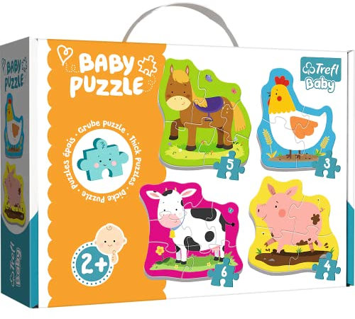 Trefl, Puzzle, Tiere auf dem Lande, von 3 bis 6 Teilen, 4 Sets, Baby Classic, für Kinder ab 2 Jahren, Mehrfarbig, 36070