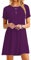 YMING Femme Robe Tunique Manches Courtes Robe Col Rond Robe T-Shirt Robe Mini Violet Foncé L/FR 40