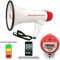 Pyle PMP48IR mégaphone 40 Watts Max avec sirène et Enregistrement Vocal 10 Secondes Audible Jusqu’à 900 mètres avec Batterie Lithium Rechargeable entrée Jack 3,5 mm aux in Blanc et Rouge 1 pièce