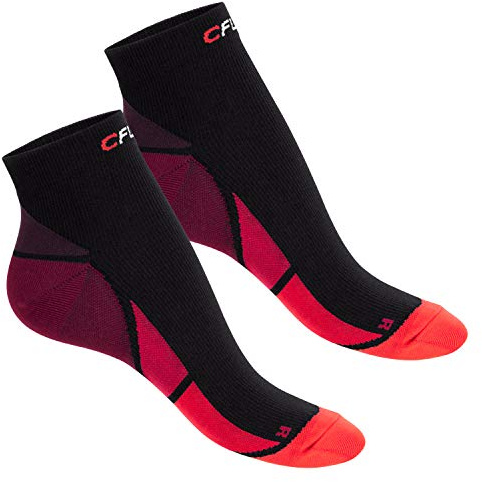 CFLEX Herren & Damen Sport Kompressionssocke (2 Paar) Kurzschaft Socken - Schwarz-Rot 39-42