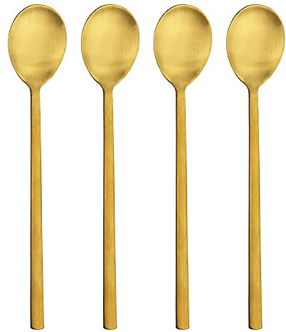 AOOSY Lot de 4 cuillères à soupe coréennes en acier inoxydable pour utilisation domestique et professionnelle Doré 21,6 cm