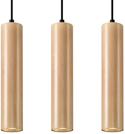 Sollux Lighting Hängelampe Pendelleuchte Hängeleuchte Deckenlampe Holz 3 Flammig Naturholz LINO