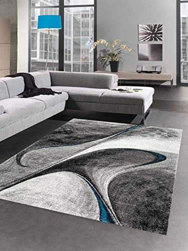 CARPETIA Teppich modern Wohnzimmerteppich abstrakt in grau blau Größe 160x230 cm
