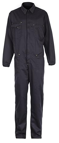 Cover Overall Herren Arbeitskleidung - Rallyekombi Overall mit Verstecktem Reißverschluss, Zwei Oberen Taschen, Zwei Fronttaschen, Werkzeugtasche, Elastische Bündchen, Elastischer Bund Marineblau L