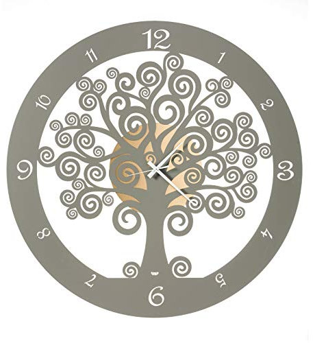 Arti & Mestieri Big Albero della Vita - Orologio da Parete di Design 100% Made in Italy - in Ferro, Diametro 70 cm - Oro e Fango