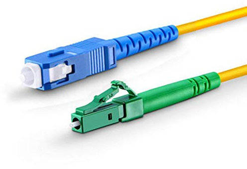 CONBIC LWL Glasfaser-Kabel – 0,5m OS2 gelb, LC/APC-SC/UPC, Simplex 9/125 Patchkabel G.657.A2 – Lichtwellenleiter 0,5 Meter