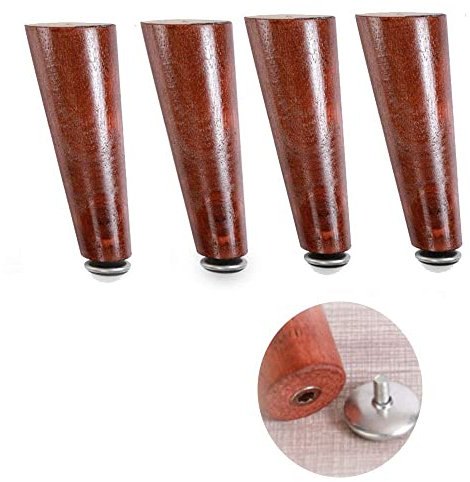 DHRH Moderne Möbelbeine Tischbeine, Massivholzbeine Sofabeine mit verstellbaren Füßen, Runde Holz Couchtisch Schrankbeine, Tischbeine, Schwere Eiche, 4er Set
