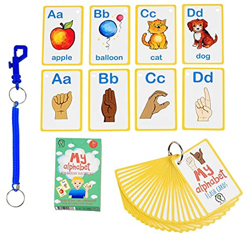 My ASL Alphabet Flash Cards 26 Alphabet Toddlers American Sign Language Flash Cards Set, Learn ASL and it’s a First Alphabet Flash Cards