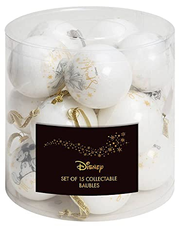 Juego de 15 bolas coleccionables con purpurina, color blanco