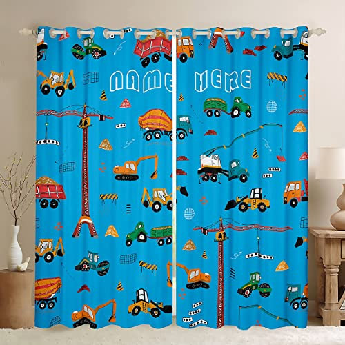 Loussiesd Ausstattung LKW Vorhänge Kinder Konstruktion Blickdichte Vorhänge für Jungen Mädchen Personalisierte Maschinen Autos Traktoren Fenstervorhang 175x140cm Baufahrzeuge Raumdeko
