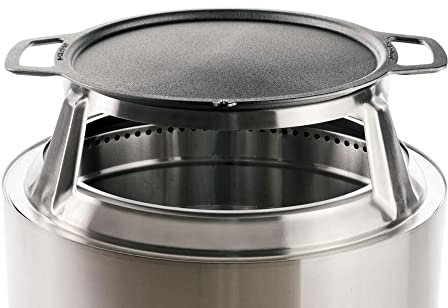 Solo Stove Gusseisen-Grillplatte mit Aufsatz für Yukon Feuerschale | Grillplatte mit Edelstahl-Aufsatz, Umbau von Feuerstelle zu Grill, Zubehör für Feuerschale, Kochoberfläche: Ø 45 cm, 5,7 kg