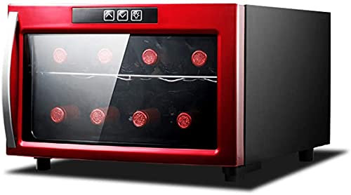 DHHHC 8 Flaschenweinkabinett Kühlschrank, Mini-Freistehender Weinschrank, Digitale Temperaturregelung Kühler Glastür