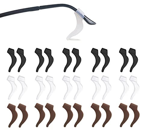 YINGFENG 15 Paar 4,6 cm rutschfeste Brillen-Ohrhaken, bequemes Silikon, elastische Brillen, Bügelspitzen, Hülsenhalter für Sonnenbrillen, Presbyopie, Brillen, 3 Farben