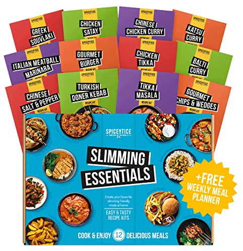 SPICE 'N' TICE Slimming Essentials - 12 Slimming Friendly Meal Spice Recipe Kits, Made Easy - Free Slimming Food Planner - Premium Spices & Authentic Weight Loss Recipes