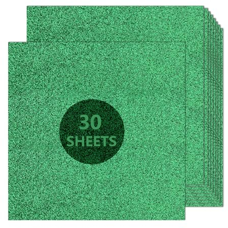 Grüner Glitzer-Karton, 30 x 30 cm, Papier für Cricut, dicker Karton für Kartenherstellung, Scrapbooking, Basteln (250 g/m², 30 Blatt) (grün)