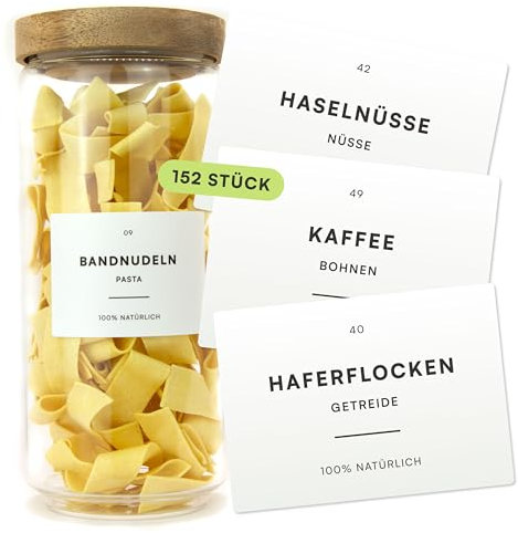 Mokali® Vorratsetiketten (152 Stück) Weiß - Aufkleber Vorräte Etiketten selbstklebend - minimalistisch