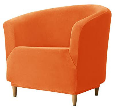 GYHH Samt Tub Stuhlhussen,Club Chair Schonbezug Elastisch Stretch Sofahusse Husse Wanne Stuhlhussen Für Clubsessel Loungesessel Cocktailsessel Schonbezüge (19# Orange,1-STÜCK)