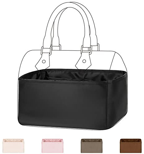 DGAZ Handtaschen Organizer Einsatz, Seide Handtaschenorganisator für LV Speedy Nano/20/25/30/35/40/45 Tasche, Luxus-Handtaschen & Tote Innentaschen (Schwarz, Speedy 30)