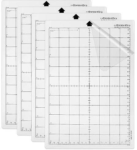 4 Stück Schneidematte für Silhouette Portrait 8 x 12 Zoll StandardGrip Schneidematte Rutschfester Selbstklebende Cutting Mat für Silhouette Cameo Zubehör