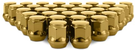 Mishimoto Stahl-Radmuttern, M14 x 1,5, Eichelsitz, 32-teiliges Set, Gold