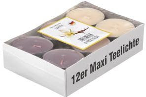 12 Jumbo Duft Teelichter Vanille Brenndauer ca. 8 Stunden