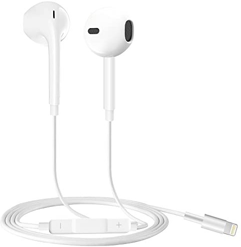 GORPWA iPhone Lightning Headphones [MFi Certified] Lightning HiFi Magnetic Sound Isolating Headphones with Microphone Compatible with iPhone 14/13/12/11/SE/XS, Supports All iOS Systems - White