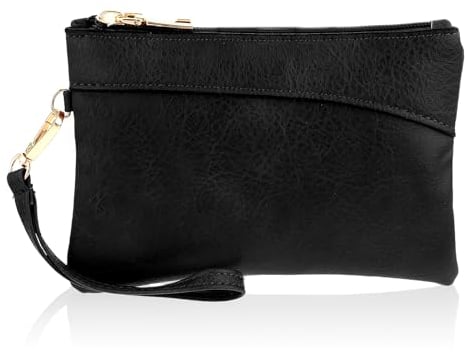 Giantree Wristlet Clutch Purses for Women Leather Wristlet Wallet Clutch Purses Evening Handbags Envelope Purse For Women Ladies Gifts (Black)