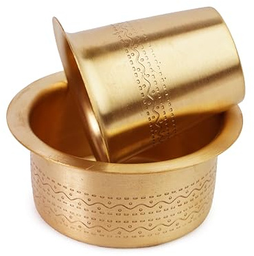 Thangam South Indian Brass Coffee Cup Dawara/Dabara & Tumbler for Serving Filter Coffee/Tea/Traditional kumbakonam Dabara Set Matt - 150ml (Pack of 1)