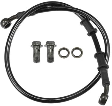 Motoforti Universaler Bremsleitungsschlauch für Motorrad ATV Dirt Bike Motocross, geflochtene hydraulische Bremsleitung, Ölschlauch, 70 cm, langlebig, Metall, Schwarz Army Grün, 1 Satz