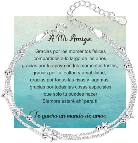 Tusuzik Mujer Pulseras Amistad Amigas Plata de Ley 925 Pulsera Especiales Regalos para
