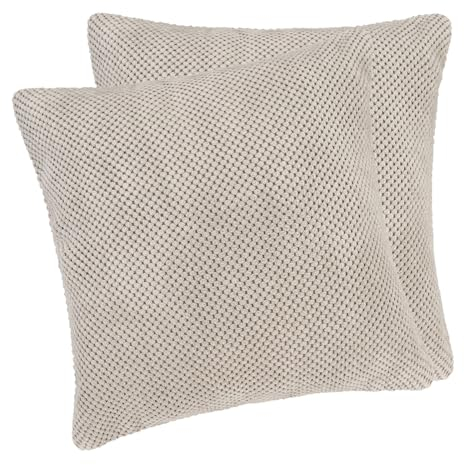 Moon - 2er Pack Kissenbezug mit Noppen Struktur - Kissenhülle in 50x50 cm - Zierkissenbezug Serie Piano - Silber