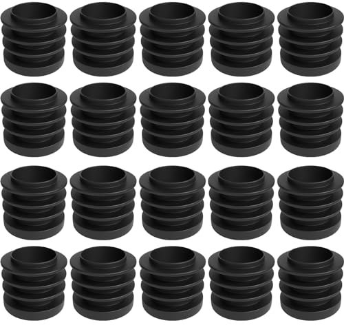 BRIOTA Sofa Leg Floor Protectors, Furniture Cups, 20 Pcs 16mm Round Plastic Chair Leg Caps, Black Tube End Plugs for Chairs, Desks, Tables, Floor Protectors