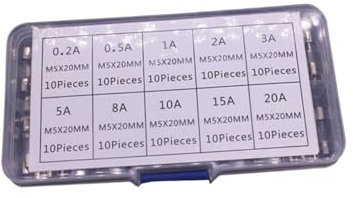 Gadpiparty 1 Satz 100 Stück schnell durchbrennende Glassicherungen 7a eingepackte Sicherung Glassicherungen-Kit Glassicherungen verpackt sortiert Sicherungsrohr Suite 8a