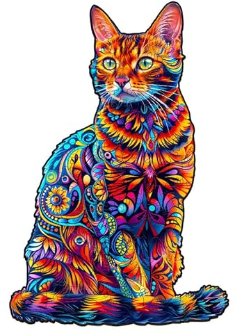 Jigfoxy Holzpuzzle Erwachsene, Bengalkatze Holz Puzzle Erwachsen, Wooden Puzzle Holz Puzzle Erwachsen Und Kinder, Einzigartiges Lernspielzeug in Tierform für Freunde der Familie L-34 * 22.9cm-175pcs