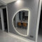 GLFNB Specchio da parete a figura intera senza cornice a mezzaluna 84 * 120 cm per ingresso, specchio a LED dimmerabile a 3 colori, specchio illuminato retroilluminato, specchio da bagno antiappan
