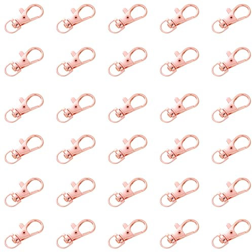 30PCS Metal Swivel Lobster Claw Clasps Zinc Alloy Swivel Snap Hooks Lanyard Clips for Keychain Making/Craft,Rose Gold