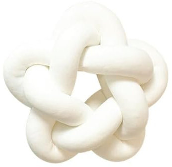 1 coussin Inyahome en forme d'étoile fait à la main - Coussin lombaire noué - Oreiller noué - Blanc - 32 x 32 cm