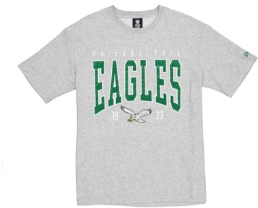 PHILADELPHIA EAGLES Unisex NFL Oversized Satin Applique Patch Logo Heather Gray T-Shirt, Grau, M Große Größen EU